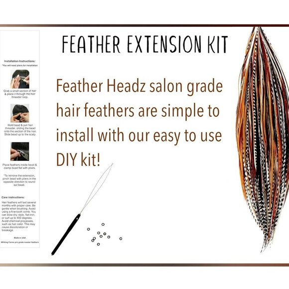 Natural Color Feather Hair Extensions 9-14 Inches Long Boho Style DIY Kit main image 5